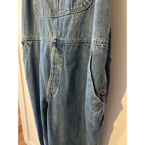 Old Navy Denim Overalls Men’s Size Large Blue Jean Cutoff Hem Adjustable Straps - Picture 3 of 11